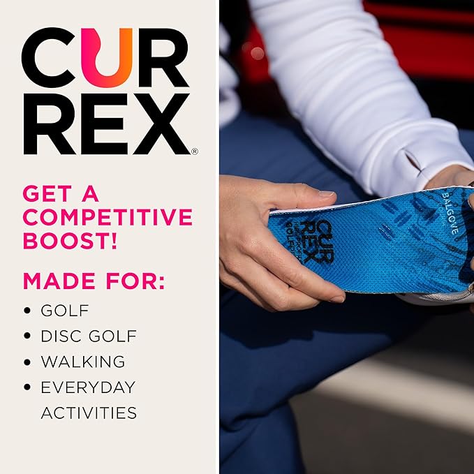 CURREX GolfPro Insoles for Golf Shoes – Arch Support Inserts to Improve Balance, Stability, Comfort & Performance, Help with Foot & Heel Pain Relief – for Men & Women – Low Arch, Large