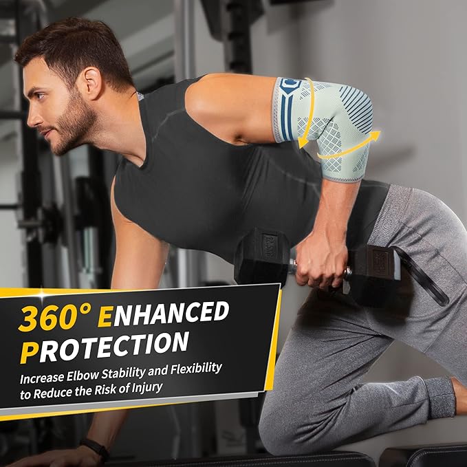 CAMBIVO 2 Pack Elbow Brace for Tendonitis, Tennis Elbow Compression Support Sleeve for Golfers Elbow Pain Relief, Arthritis, Bursitis, Workout, Weightlifting
