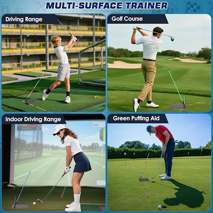 Pro Golf Alignment Sticks Holder – Adjustable Swing Plane Trainer with Weighted Base | Angle Plate Golf Training Aid for Swing Path, Putting & Aiming (Precise Scale Adjustment) (Effortless Adjust)