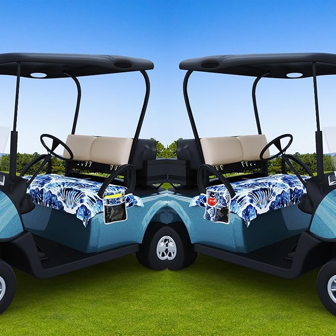 AQQA Golf Cart Seat Covers, Tropical Palm Leaf-Boho-Marble Microfiber Golf Cart Seat Blanket, Golf Blanket, Golf Accessories, Golf Cart Seat Towel Fits All 2-Seat Golf Carts, 55"x 32"