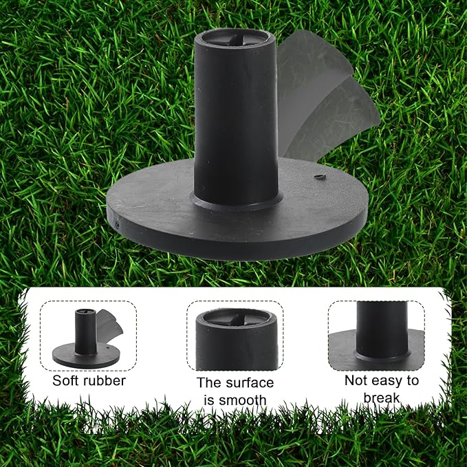 Rubber Golf Tees for Mats Adjustable Height Golf Simulator Tees, Rubber Tee Driving Range 5 Pack for Indoor Outdoor Practice, Non-Slip Mat Tee with Holder 1.5’’ 2.1’’ Black Holder Set