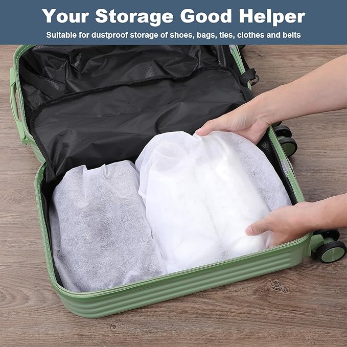 100 Pcs White Dust Bags for Shoes, Handbags, and Travel Storage, Non-Woven Fabric Shoe Bags, Portable Storage Organizer for Closet, Boots, and Accessories, 15.7" x 23.6"