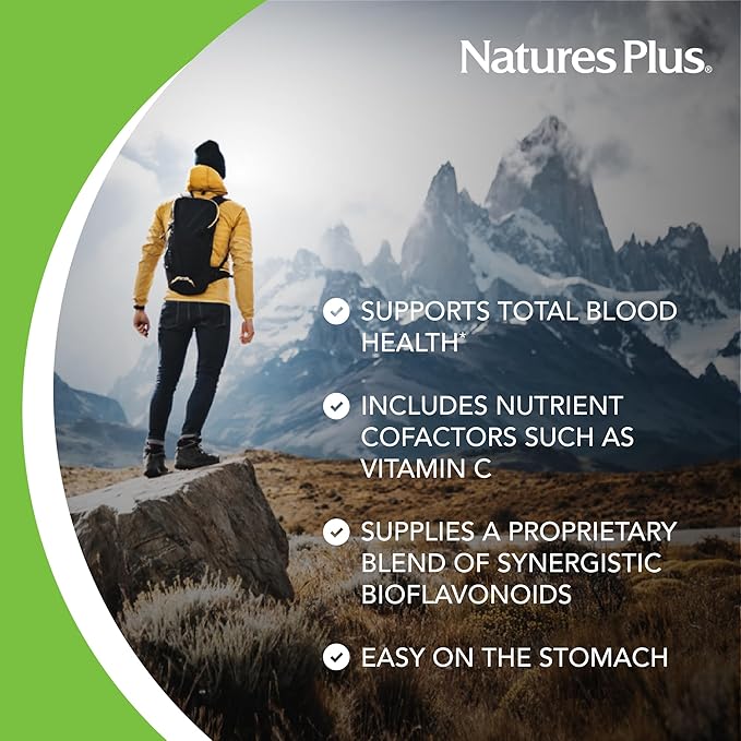 NaturesPlus Hema-Plex Iron - 60 Slow-Release Mini-Tabs - 2 Pack - 85 mg Chelated Iron - Total Blood Health - with Vitamin C & Bioflavonoids - Vegan, Gluten Free - 60 Total Servings