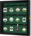DisplayGifts Golf Bag Tag Display Case, UV-Protected Acrylic Wall-Mount Shadow Box with Green Felt Backing, Collector Cabinet for Personalized Golf Club Tags, 16 x 15.3 x 1.85 Inches, Black Finish