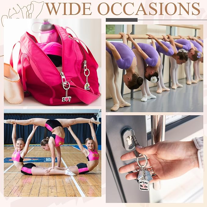 Batiyeer 36 Pack Gymnastics Keychains Bulk Party Favors Sports Ball Key Chains Funny Keyring Gifts for Women Men Birthday Supplies