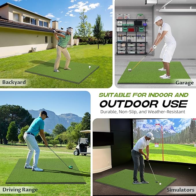 Bltend Golf Mat: 5x4ft & 5x5ft Heavy-Duty Golf Hitting Mats Practice Outdoor/Indoor, Elite Dense Artificial Turf Matt Training Aid for Backyard/Garage/Driving Range/Simulators