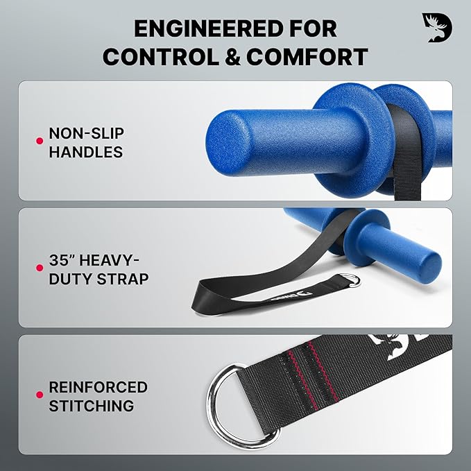 DMoose Fitness Forearm Strengthener & Wrist Roller - 2 in 1 Arm Exerciser with Non-Slip Premium Grip, Durable Nylon Rope - Helps with Elbow Tendonitis, Wrist Recovery & Strength Training (Patented)