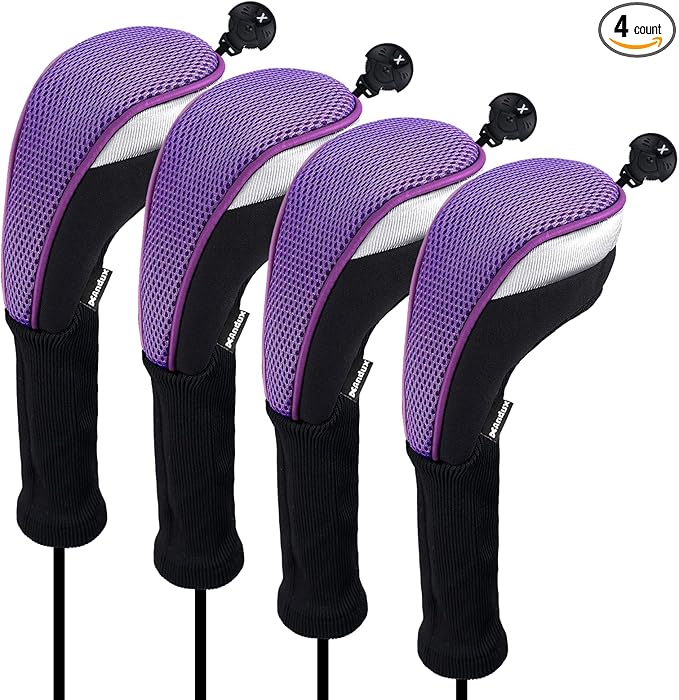 Andux 4pcs/Pack Long Neck Golf Hybrid Club Head Covers Dial No. Tag CTMT-02