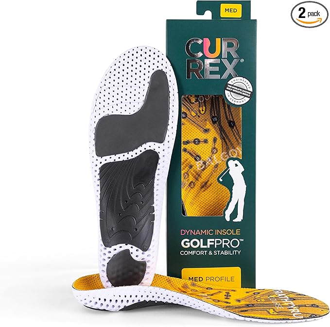 currex GolfPro Insoles for Golf Shoes – Arch Support Inserts to Improve Balance, Stability, Comfort & Performance, Help with Foot & Heel Pain Relief – for Men & Women – Medium Arch, XS