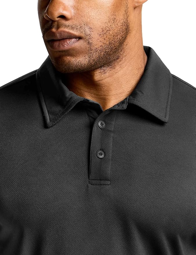 CQR Men's Polo Shirts, Tactical Short Sleeve Golf Performance Shirts, Lightweight Dry Fit UPF 50+ Pique