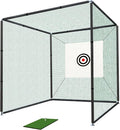 Golf Cage Net with Steel Frame 10x10x10 Ft Golf Practice Nets Used for Indoor Full Swing Practice and Chopping Practice, Including Target Fabric and Swing Pad