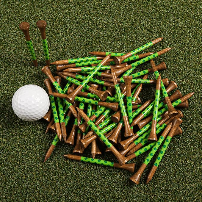 FINGER TEN Golf Tees Wood for Men Wooden Tee 1 1/2 2 3/4 3 1/4 Inch Western Birch Value 100 Pack, Reduce Friction Spin Tall Sturdy Base for Stability Long-Lasting Durability