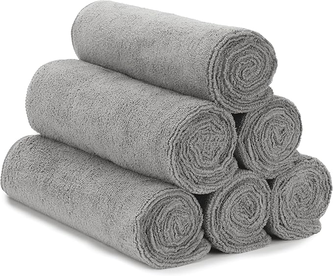S&T INC. Microfiber Gym Towels, Yoga Towel for Home and Gym Bag, 16 Inch x 27 Inch, 6 Pack