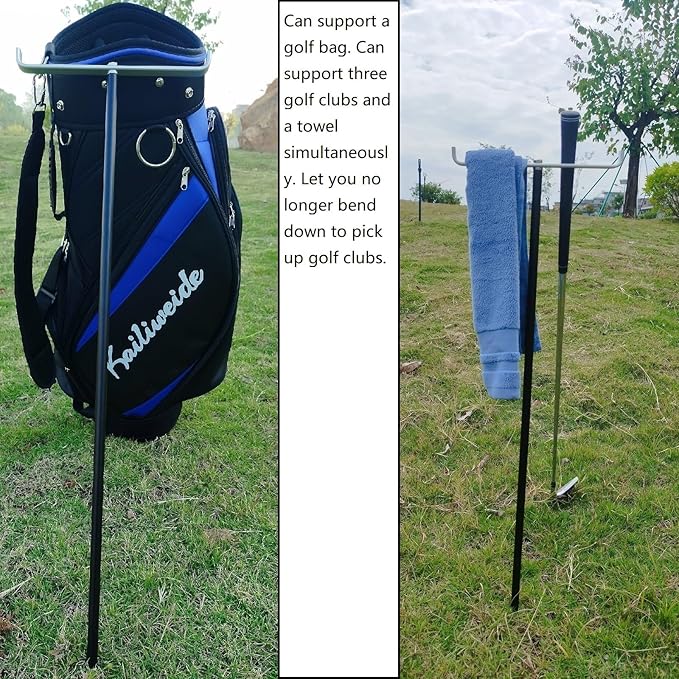 Golf Bag Stand Attachment, Combining Three Major Functions, it can Stand up Golf Bags, Golf Clubs, and Pick up Balls.