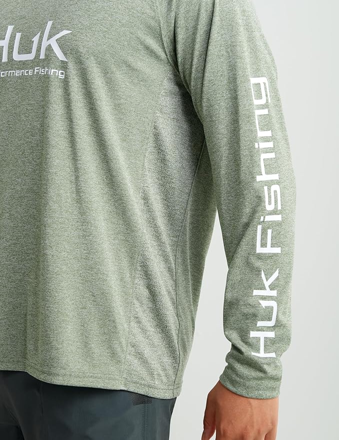 HUK Mens Pursuit Heather Long Sleeve Shirt, Fishing Shirt for Men