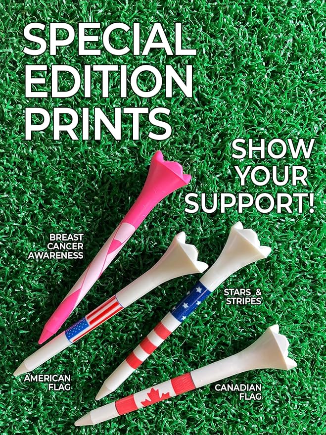 Pride Golf Tee Performance Plastic Golf Tees - Stars and Stripes - 2-3/4" 100 Count - Designed for Less Friction and Longer Drives - Made in the USA