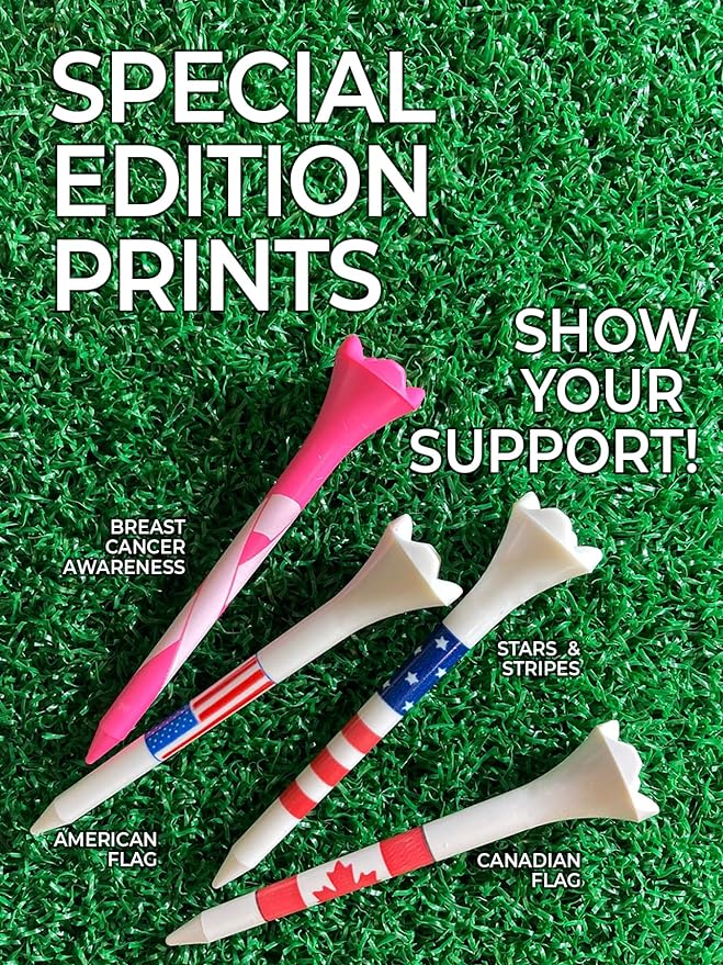 Pride Golf Tee Performance Plastic Golf Tees - Stars & Stripes - 100 Count, 3-1/4 Inch - Less Friction and Longer Drives - Made in the USA
