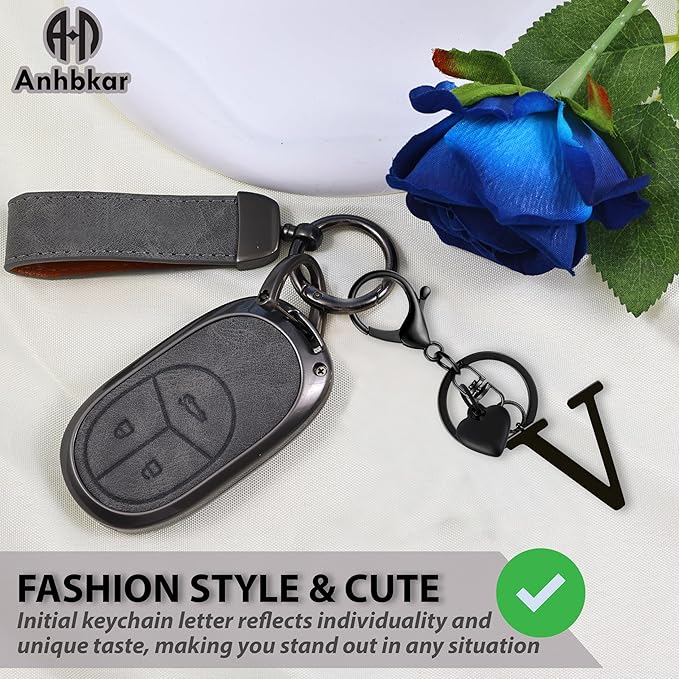 Metal Heart Alphabet Keychain for Women, Girls - Cute Initial Letter Accessories for Purse, Bag Charms and Backpack
