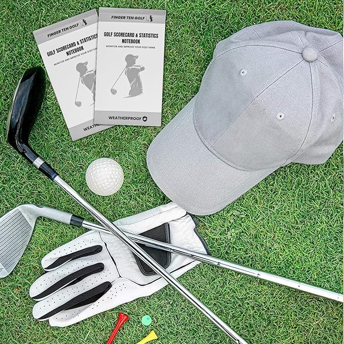 FINGER TEN Golf Scorecard Book Stats Statistics Log Notebook Waterproof Paper Value 1/2/4/8 Pack, Fit Golf Score Card Holder Cover