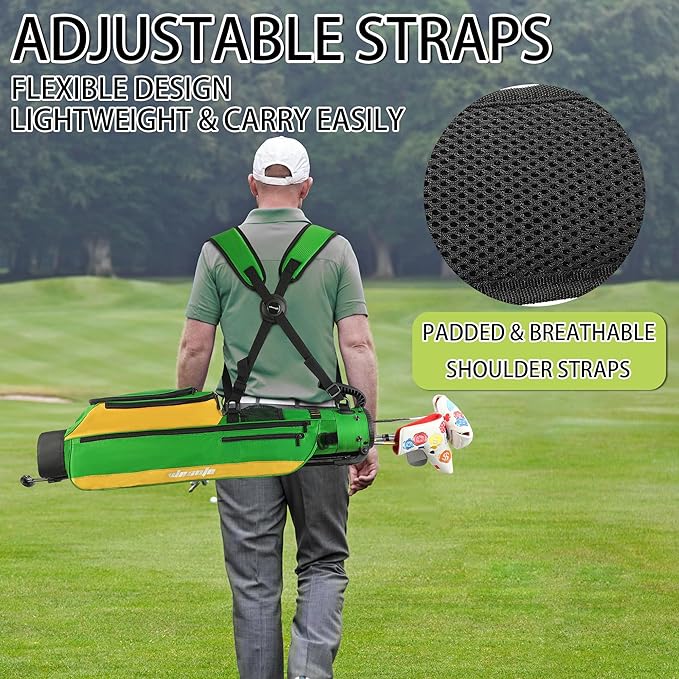 Golf Stand Bag,Lightweight Small Golf Bag,Medium Golf Carry Bag, 2-3Way Divider Men and Women with Adjustable Shoulder Strap Multiple Pockets with Golf Putter Covers