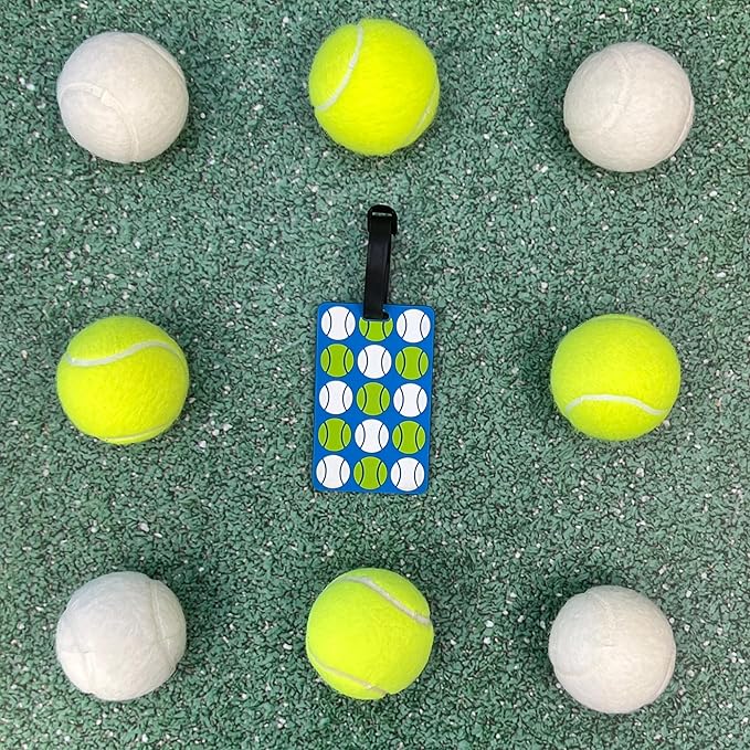Tennis Bag Tag – Tennis Balls Design, Durable Silicone Luggage Tag, Waterproof & Secure, Easy Bag Identification with Adjustable Strap, Perfect for Tennis Lovers & Gifts