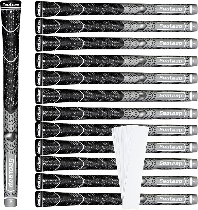 Geoleap Golf Grips Set of 13- Grips with Tapes and with All Repair Kits for Choice,Hybrid Golf Club Grips,Standard/Midsize,All Weather Contral, High Feedback & Traction.