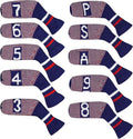 Scott Edward 1/7/10 Pcs Knitted Golf Club Head Covers for Irons Wedge Cuteness and Basically Socks Shape Washable Golf Club Head Protector on Pattern Style Double Sided Customized