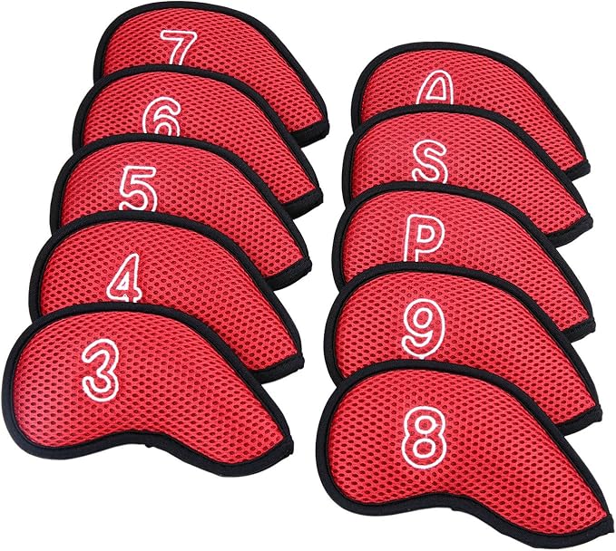 10Pcs/Pack New Meshy Golf Iron Covers Set Golf Club Head Cover Fit Most Irons