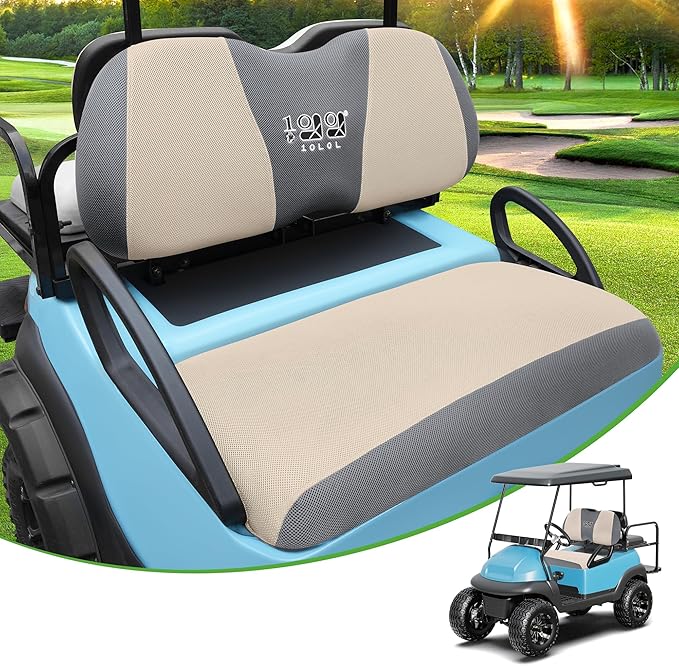 10L0L Golf Cart Seat Covers Universal for Yamaha G29 Drive2 Club Car DS Precedent Tempo Standard Front Seats, Breathable Mesh Bench Seat Cover, No Drilling Seat Cushion - All-Season Comfort