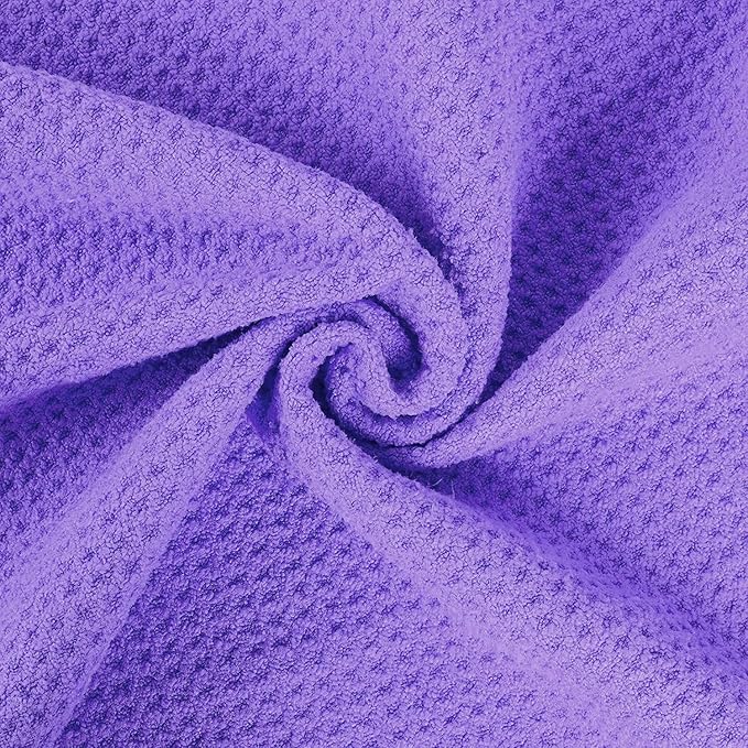 VIVIDLY 2 Pack Tri-fold Golf Towels, Premium Microfiber Fabric Waffle Pattern with Black Heavy Duty Carabiner Clip, Purple Golf Towels for Golf Bags for Men (Purple)