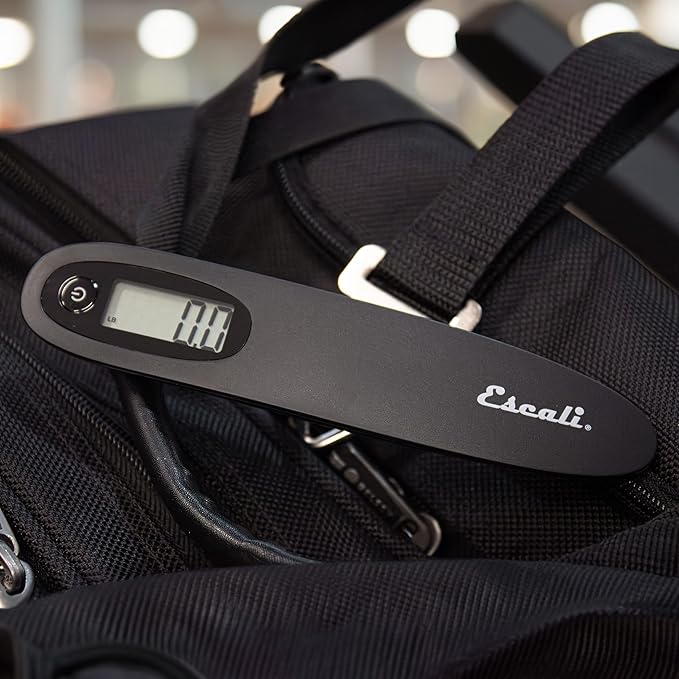 Escali Velo Slimline Portable Travel Luggage Scale with 110 lb Capacity, Black