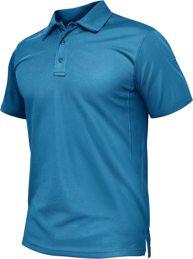 TACVASEN Mens Polo Shirt Short Sleeve Tactical Performance Collared Work Golf Shirts Dry Fit Pique Polos for Summer