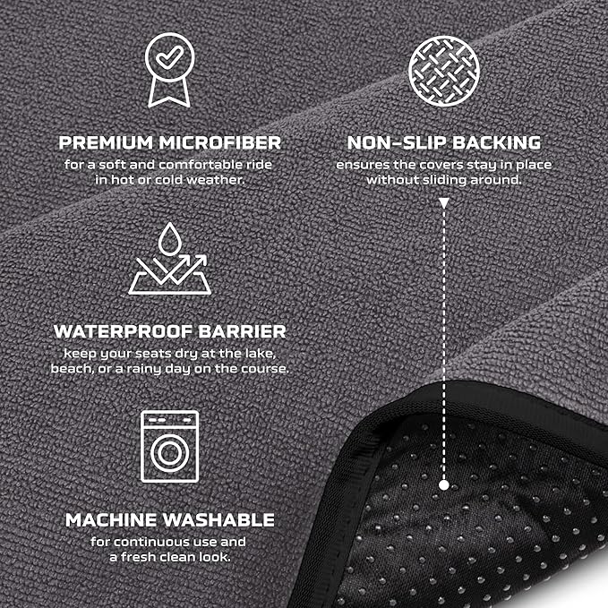 Dryva Waterproof Golf Cart Seat Cover – EZGO TXT RXV/Club Car DS Precedent – Non-Slip, Washable Microfiber Seat Towel – 2/4 Person Seats, All Weather