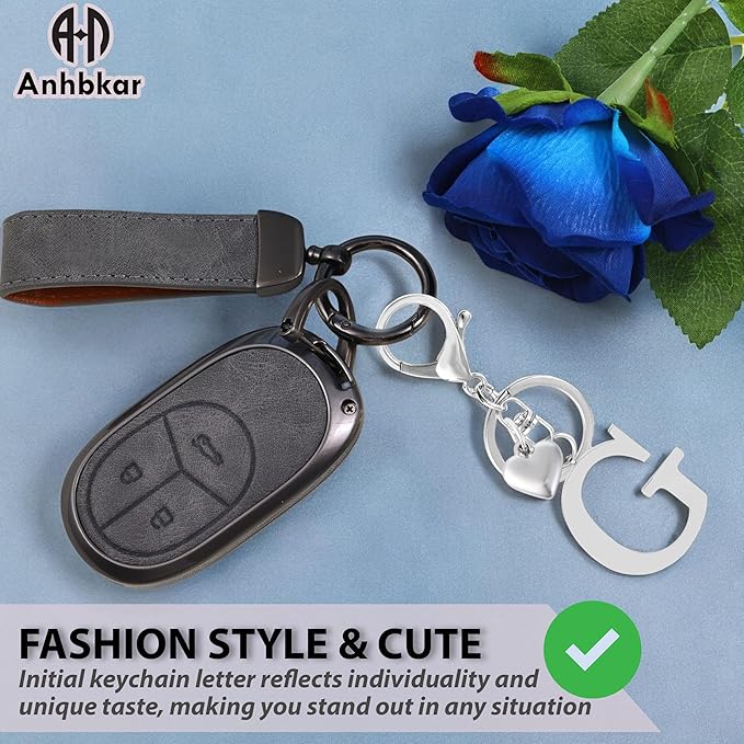 Metal Heart Alphabet Keychain for Women, Girls - Cute Initial Letter Accessories for Purse, Bag Charms and Backpack