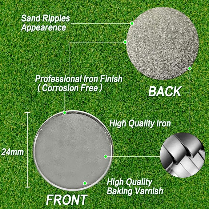 FINGER TEN Golf Ball Marker with Hat Clip Markers Assorted Patterns Value Gift Set Mark Golf Divot Tool Accessories for Men Women Kids