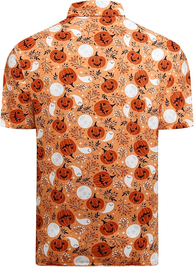 Esabel.C Golf Shirts for Men Dry Fit Performance Short Sleeve Print Moisture Wicking Collared Shirt