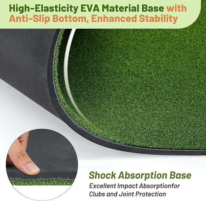 Dual Turf Golf Mat 5 * 4FT,Golf Hitting Mats Practice Outdoor/Indoor for Training Chipping Driving Swing,High-Density Artificial Turf Matt for Backyard, Driving Range, Garage