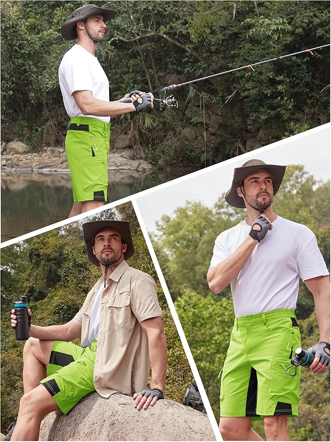 TACVASEN Men's Hiking Cargo Shorts 10" with Zipper Pockets Quick Dry Casual Stretch Golf Work Short Outdoor Summer