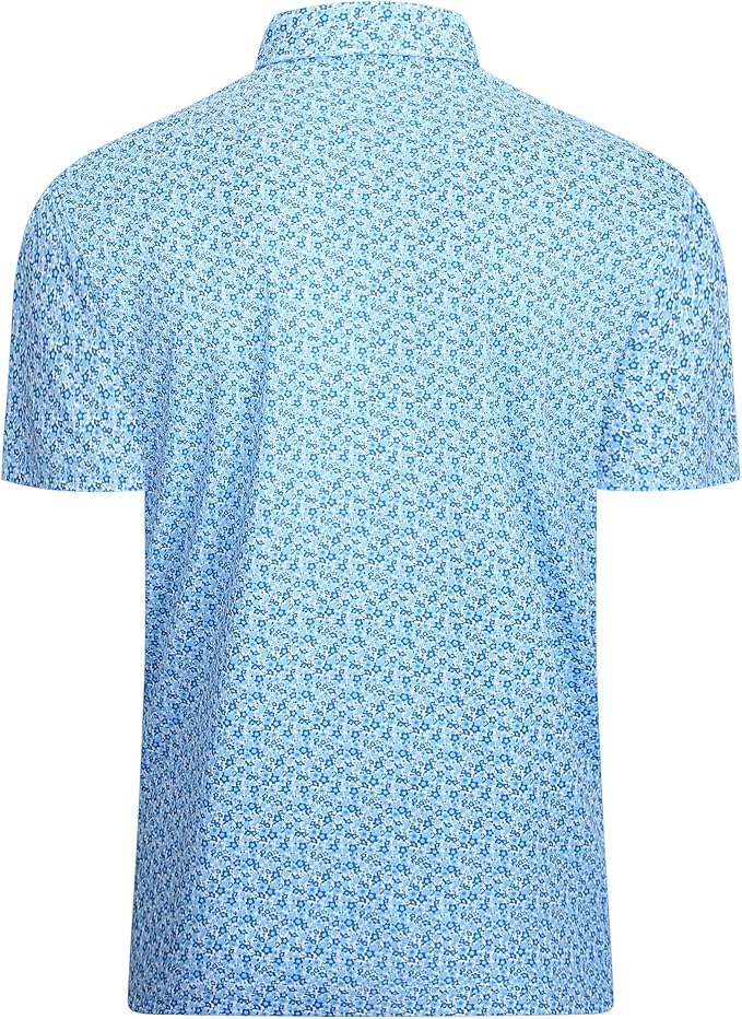 Alex Vando Mens Golf Shirt Moisture Wicking Classic Print Golf Shirts for Men