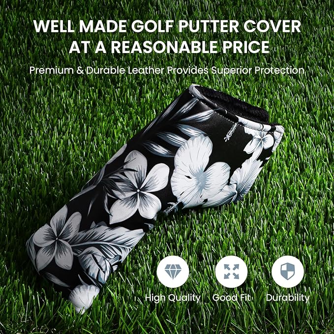 FINGER TEN Golf Blade Putter Cover Premium Synthetic Leather Stylish Design, Universal Headcover Waterproof Protection, Durable Headcovers Covers Fit Most Blade Putters for Men Women