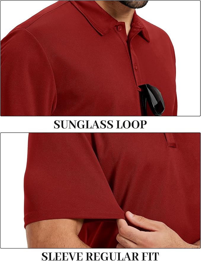 TACVASEN Mens Polo Shirts Short Sleeve Dry Fit Performance Breathable Golf Shirt with Collar Tennis Casual Business Work