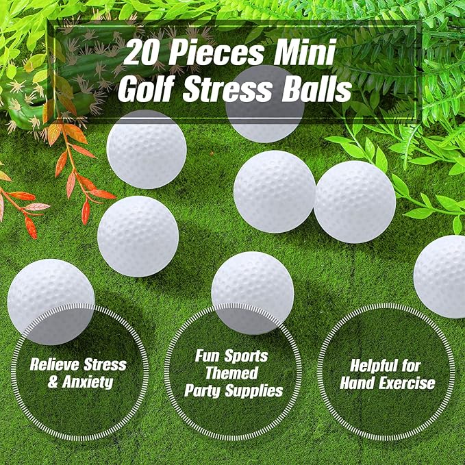 Libima 20 Pcs Mini Golf Stress Ball Bulk 2.5 Inch Foam Practice Balls Stress Relief Sports Ball with Storage Bag for Golf Birthday Party Favors Carnival Reward Classroom Stocking Stuffers