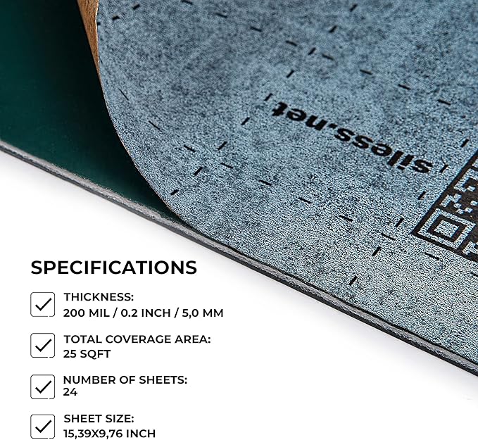 Siless Hybrid 3in1 200 mil 25 sqft Car Sound Deadening mat - Butyl Automotive Sound Deadener - Noise Insulation and Vibration Dampening Material
