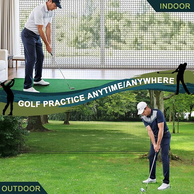 Golf Netting 7Ft,10Ft,15Ft,20Ft Golf Practice Net for Garage, Sport Practice Barrier Net, Heavy Duty Nylon Sport Netting Golf Hitting Net for Baseball, Hockey, Soccer, Tennis DIY Ball Net for Backyard