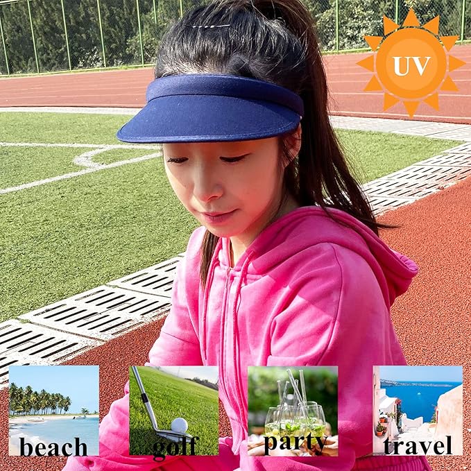 2 Pack Sun Visor Hats Women Men Clip On Wide Brim Visors Hat Outdoor Sports Golf Beach Travel Tennis Caps