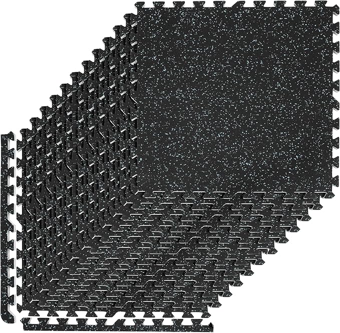 Sivan Fitness 1/2" Thick Rubber Top High-Density EVA Foam Gym Flooring for Home Gym - 48 Sq Ft Exercise Mat Tiles for Workout, Yoga, MMA, Heavy Exercise Equipment Mat - 12 Interlocking Gym Floor Mat