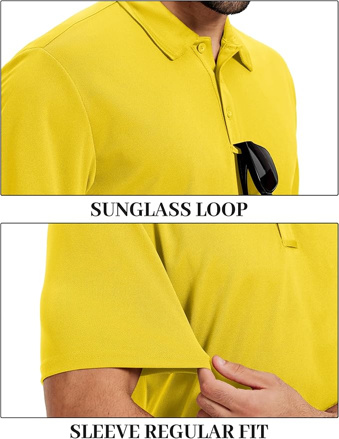 TACVASEN Mens Polo Shirts Short Sleeve Dry Fit Performance Breathable Golf Shirt with Collar Tennis Casual Business Work