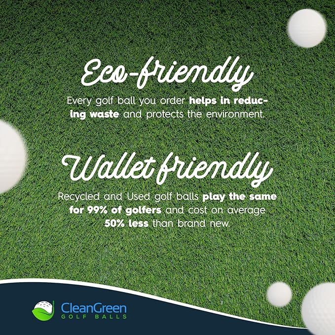 Clean Green Golf Balls 48 Recycled and Used Golf Balls for Titleist, Callaway, Taylormade, and Lower Brands Like Pinnacle, Top-Flite, Kirkland