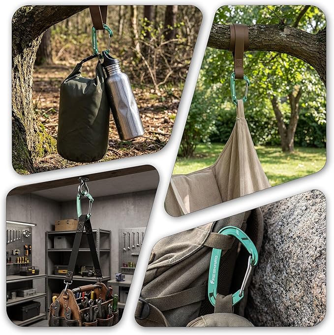 FresKaro 15kN-3372lbs Heavy Duty Wiregate Carabiners, Reliable Time-Tested Stainless Steel Spring Gate, for Camping, Hiking, Hammocks, Backpacking, Dog Leash etc., 3.15inch