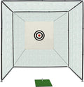 Golf Net Cage, 10X10X10FT Metal Frame Golf Simulators for Home and Backyard, Indoor & Outdoor Hitting Net, Black
